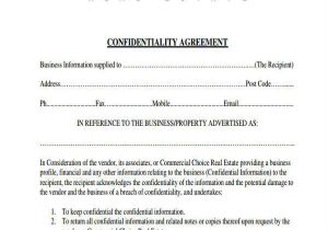 Real Estate Agent Contract Template 6 Sample Real Estate Confidentiality Agreements Free
