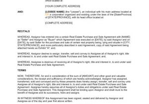 Real Estate Contract Template assignment Of Real Estate Contract and Sale Agreement