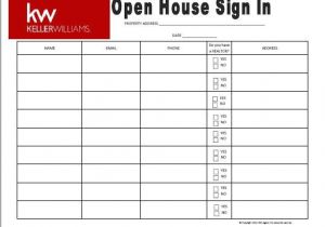 Realtor Open House Sign In Sheet Template Keller Williams themed Open House Sign In Sheet by