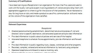 Receptionist Resume format for Fresher Over 10000 Cv and Resume Samples with Free Download
