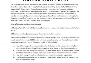 Recognition Proposal Template Employee Employee Of the Month Nomination form Design