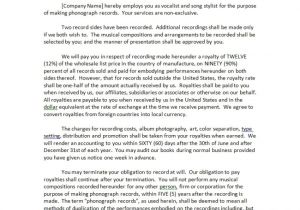 Record Deal Contract Template Record Label Agreements