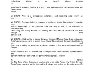 Record Label Artist Contract Template Artist Recording Contract 3