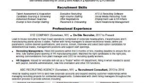 Recruiter Resume Word format Recruiter Resume Sample Monster Com