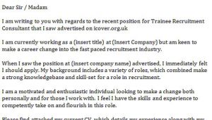 Recruitment Consultant Cover Letter No Experience Trainee Recruitment Consultant Cover Letter Icover org Uk