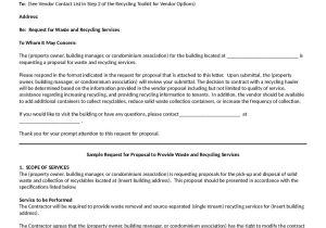 Recycling Proposal Template Sample Waste and Recycling Request for Proposa Edit