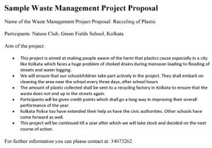 Recycling Proposal Template Waste Management Project Proposal