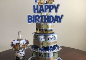Regal Crown Card Birthday Reward Handmade Beer Can Cake for the Man that Loves His Corona S