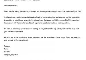Rejection Email Template after Interview Post Interview Rejection Letter E Mail 14 Samples