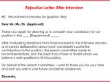 Rejection Email Template after Interview Rejection Letters 20 Free Samples formats for Hr