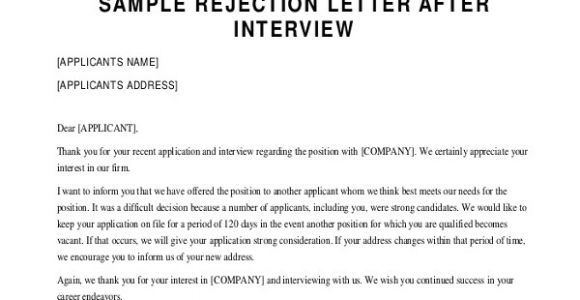 Rejection Email Template after Interview Sample Rejection Letter 10 Examples In Word Pdf