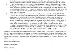 Release From Contract Template Free Printable Release and Waiver Of Liability Agreement