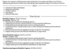 Reliability Engineer Resume Reliability Engineer Resume Sample Engineering Resumes