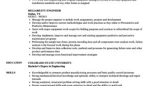 Reliability Engineer Resume Reliability Engineer Resume Samples Velvet Jobs