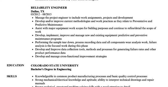 Reliability Engineer Resume Reliability Engineer Resume Samples Velvet Jobs