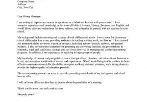Relief Teacher Cover Letter Cover Letter Template for Resume for Teachers Substitute