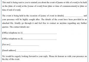 Reminder Email for event Template event Reminder Email Template Sample Templates