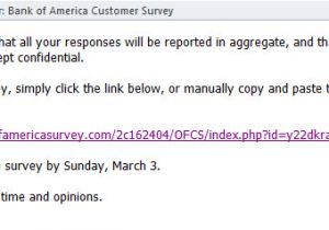 Reminder Email Template for Survey Bank Of America On Short List Of Scammers Spam Lures