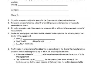 Remix Contract Template Dj Promoter Contract Template for Hiring A Dj