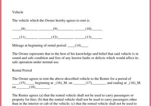 Rent to Own Car Contract Template Car Rental Agreement 7 Samples forms Download In