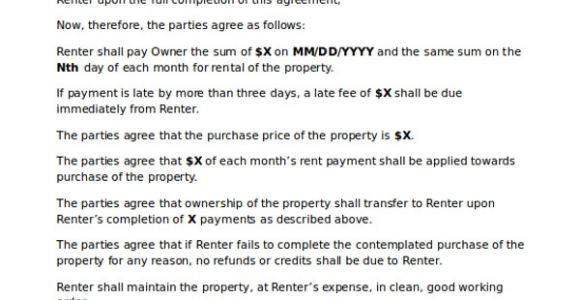 Rent to Own Home Contract Template Rent to Own Home Contract 7 Examples In Word Pdf