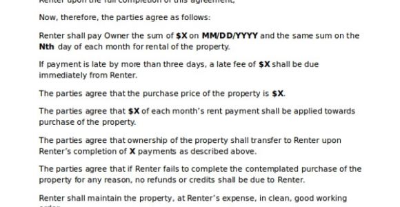 Rent to Own House Contract Template Rent to Own Home Contract 7 Examples In Word Pdf