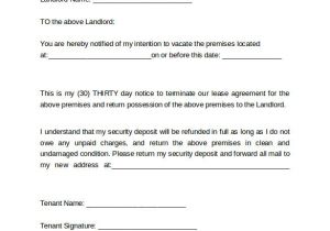 Renters 30 Day Notice Template 9 Sample 30 Days Notice Letters to Landlord In Word