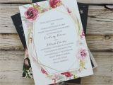 Reply for Wedding Card Invitation Geo Rose Invitation with Free Response Postcard with