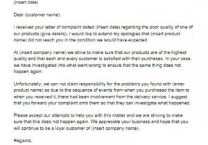 Replying to A Complaint Letter Template Respond to A Complaint Letter Template
