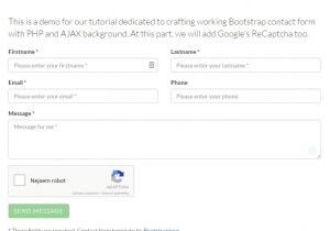 Request for A Demo Email Template Bootstrap HTML Contact form with Captcha Step by Step