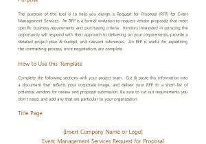 Request for Proposal Email Template event Management Rfp Template