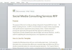 Request for Proposal Template for Consulting Services social Media Consulting Rfp Template Youtube
