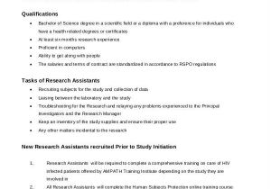 Research assistant Contract Template 61 sop Templates