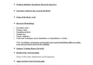 Research Synopsis Template Synopsis format