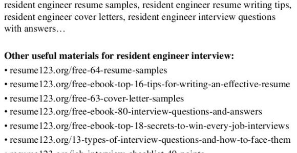 Resident Engineer Resume top 8 Resident Engineer Resume Samples
