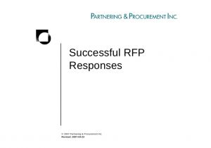 Respond to Rfp Template Successful Rfp Responses