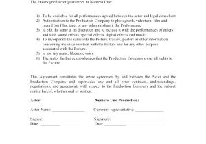 Responsibility Contract Template Actor Agreement form Free Responsibility Contract Template