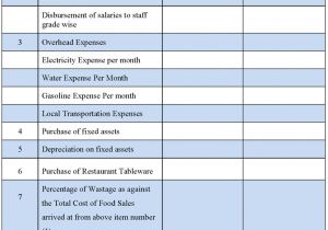 Restaurant Bookkeeping Templates Restaurant Accounting form Sample forms