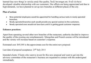 Restaurant Consulting Proposal Template Business Proposals Sample Proposals