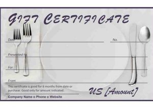 Restaurant Gift Certificate Template Free Download Restaurant Gift Certificate