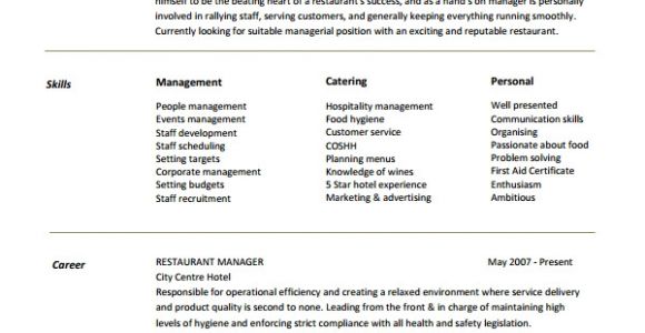 Restaurant Manager Resume Word format Restaurant Manager Resume Template 6 Free Word Pdf