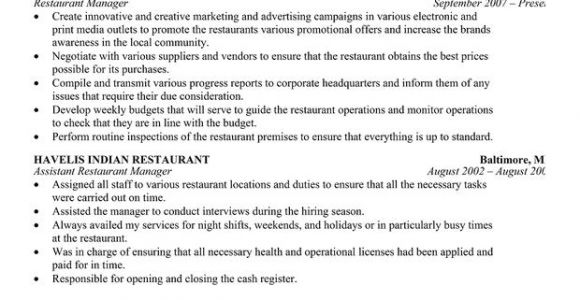 Restaurant Resume Templates Restaurant Manager Resume Template Business Articles