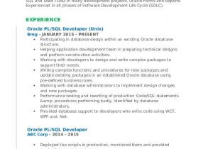 Resume Basic Unix Pl Sql Developer Resume Samples Qwikresume