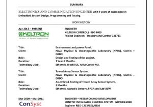 Resume Engineer Electronics and Communication Electronics Engineer Resume