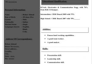 Resume Engineer Electronics and Communication Sample Cv for Electronics Communications Student