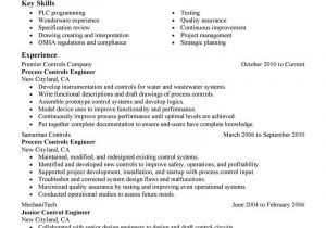 Resume Engineer Key Skills Best Process Controls Engineer Resume Example Livecareer