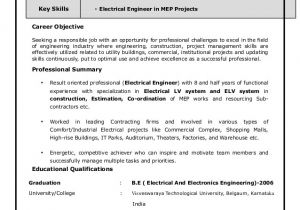 Resume Engineer Key Skills Electrical Engineer Resume