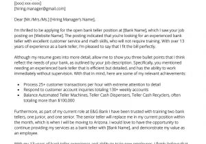 Resume for Bank Job Interview Bank Teller Cover Letter Example Resume Genius