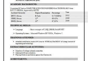 Resume for Fresher Student Computer Science Engineering Fresher Resume