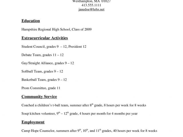 resume examples for grade 9 students